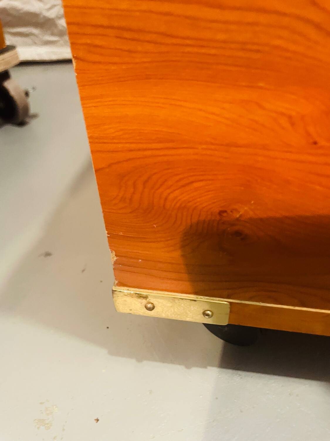 Gautier “Marine” bedside table in wood and brass, 1991