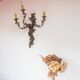 Large Italian Florentine style wall lamp in wood and metal