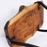 Table d'appoint tripode en bois et fer forgé, 1960