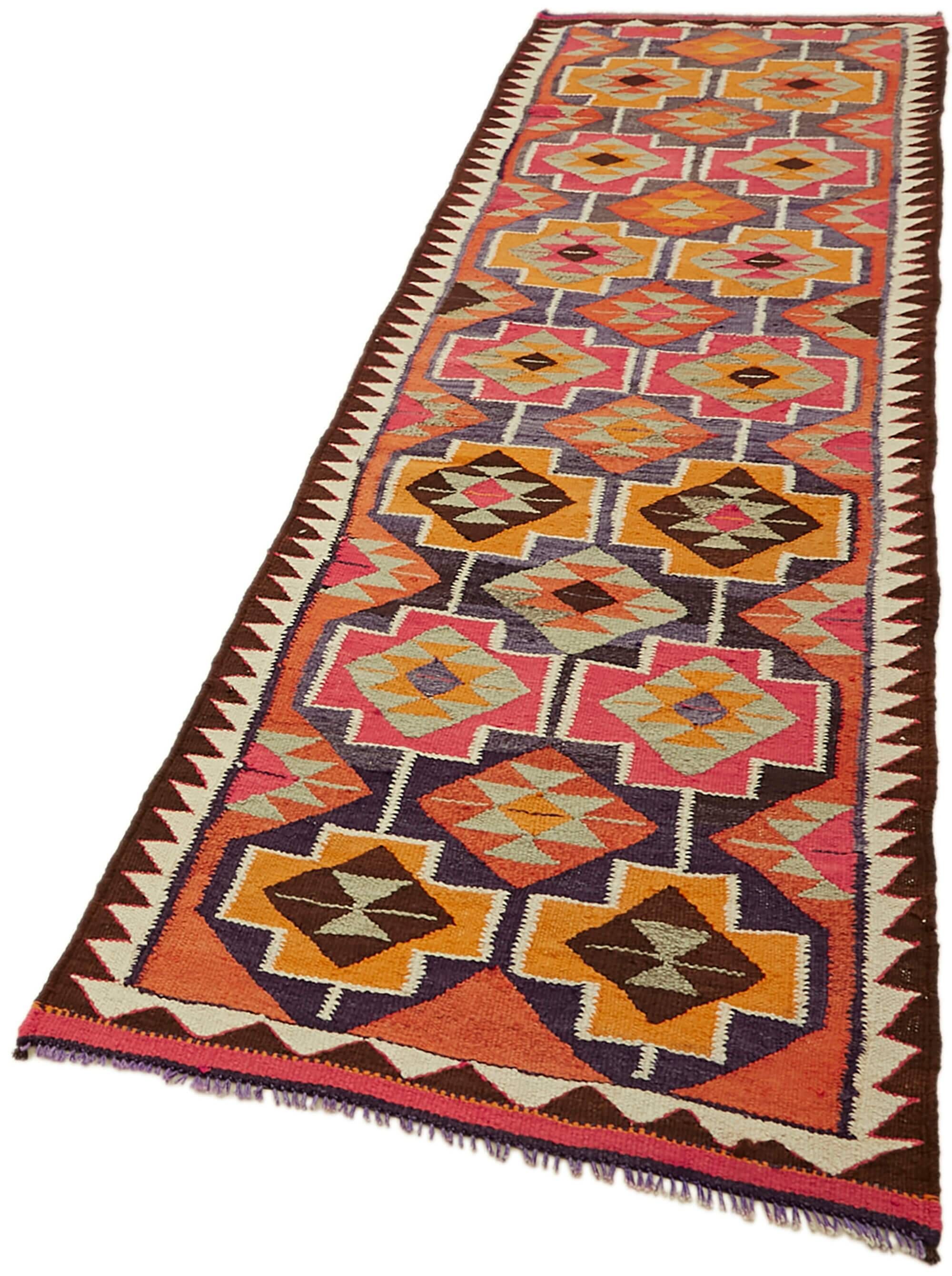Turkish Handwoven Vintage Herki Kilim 93 cm x 322 cm