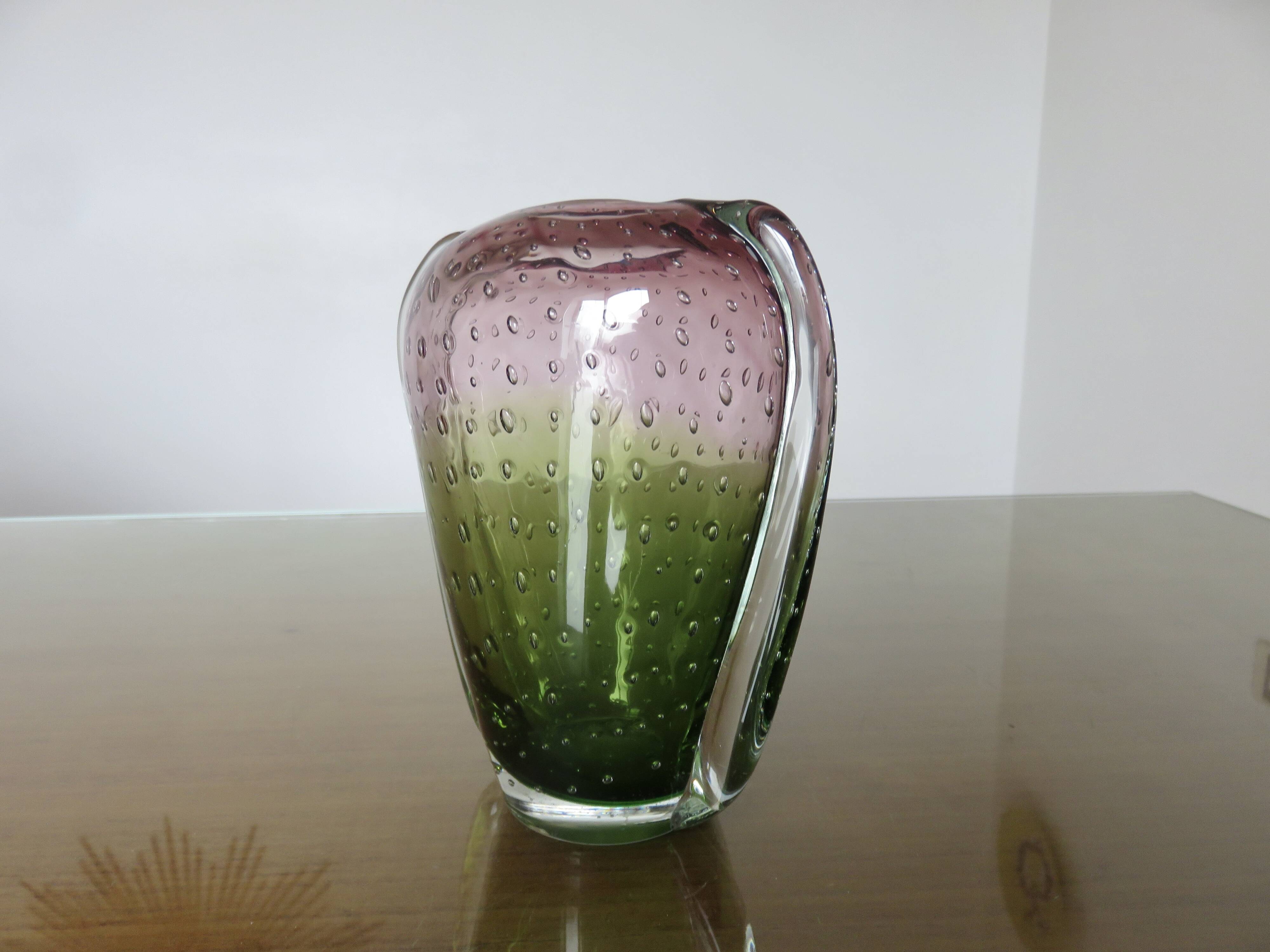 Murano vase in blown glass, bubbled, 50s-60s