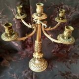 Old candelabra with 5 arms in chiseled bronze