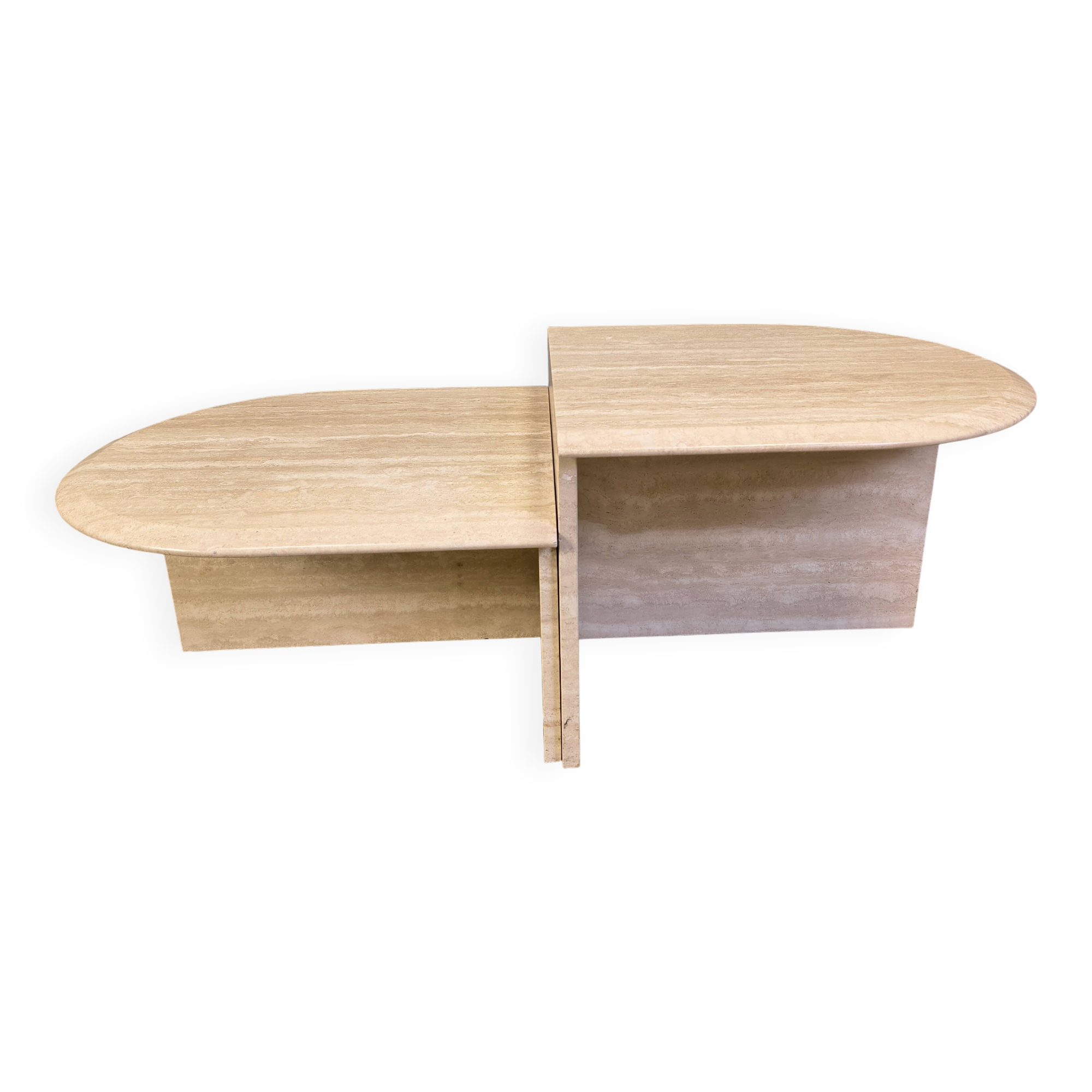 Pair of vintage travertine coffee tables or side tables, 1970s