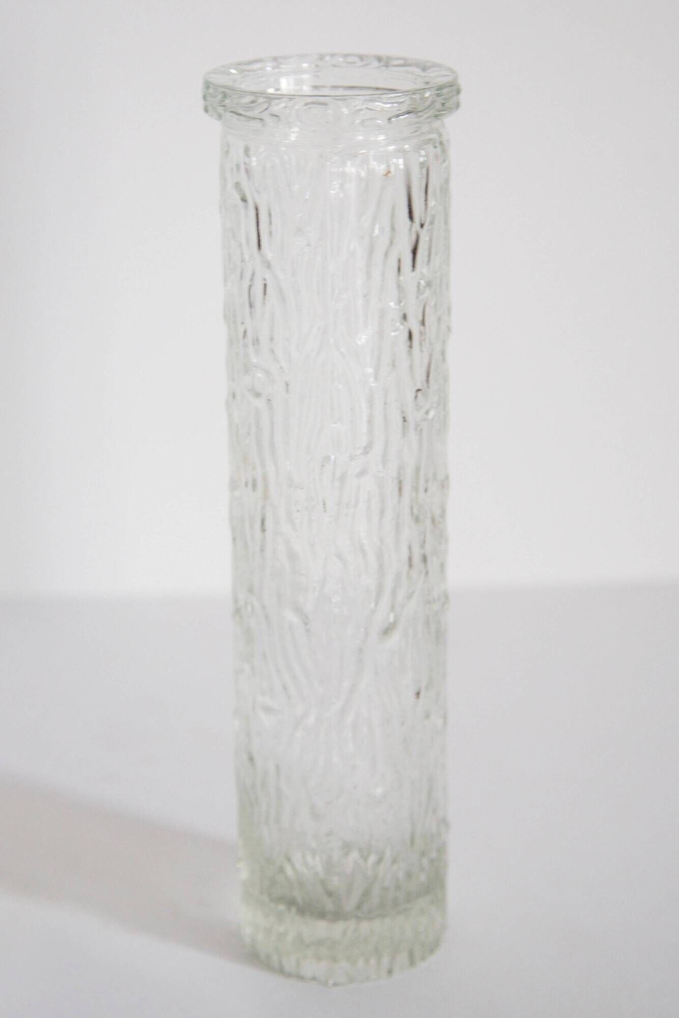 Vintage mid-century transparent Oberglass vase, rock crystal, Austria, 1970s.