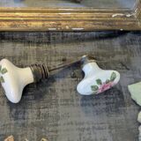 Pair of floral ceramic handles, vintage charm