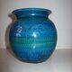 1960s vase by Aldo Londi for Bitossi in "Rimini blue" ceramic.