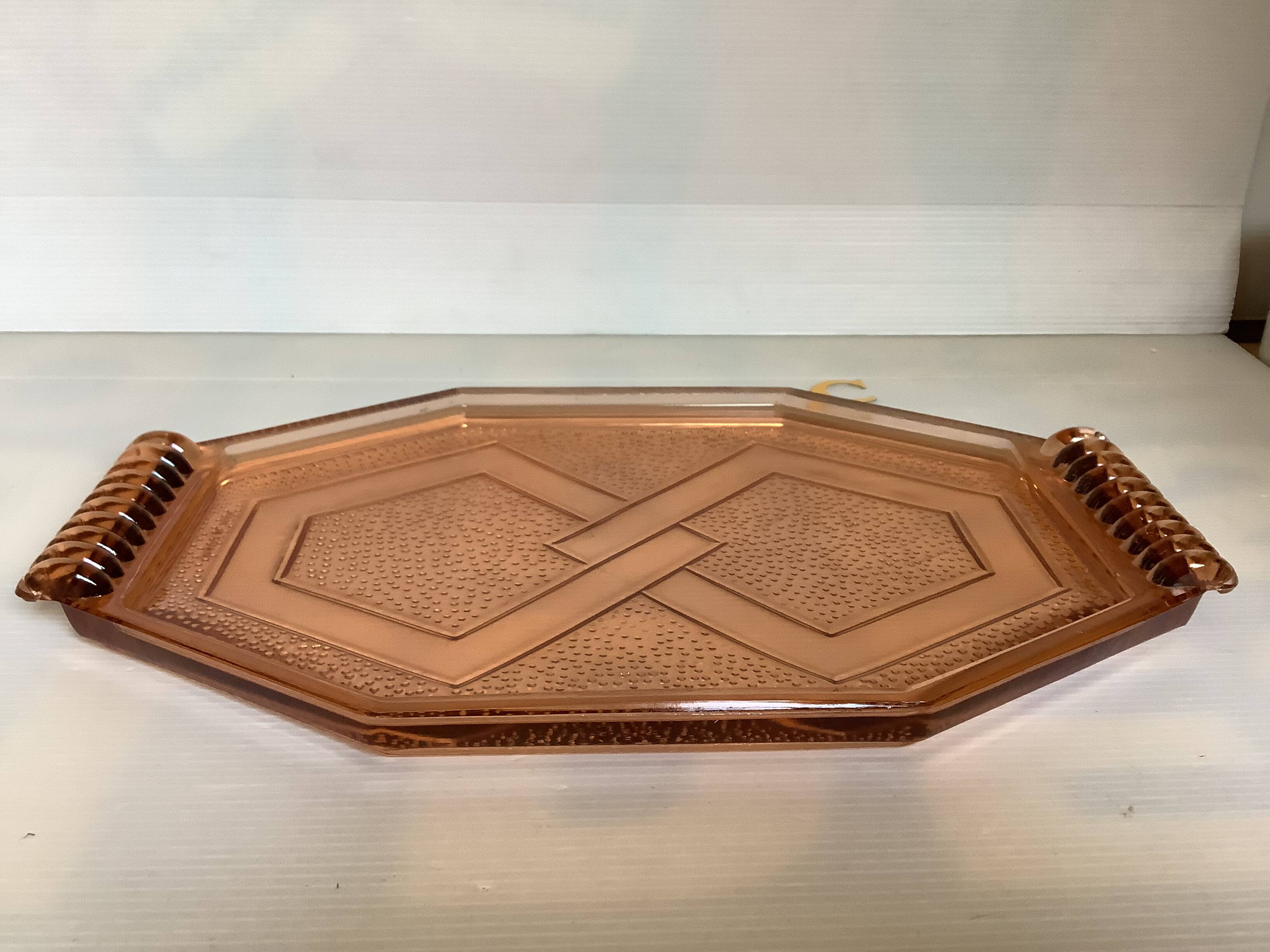 Rosaline C style pink glass tray dish