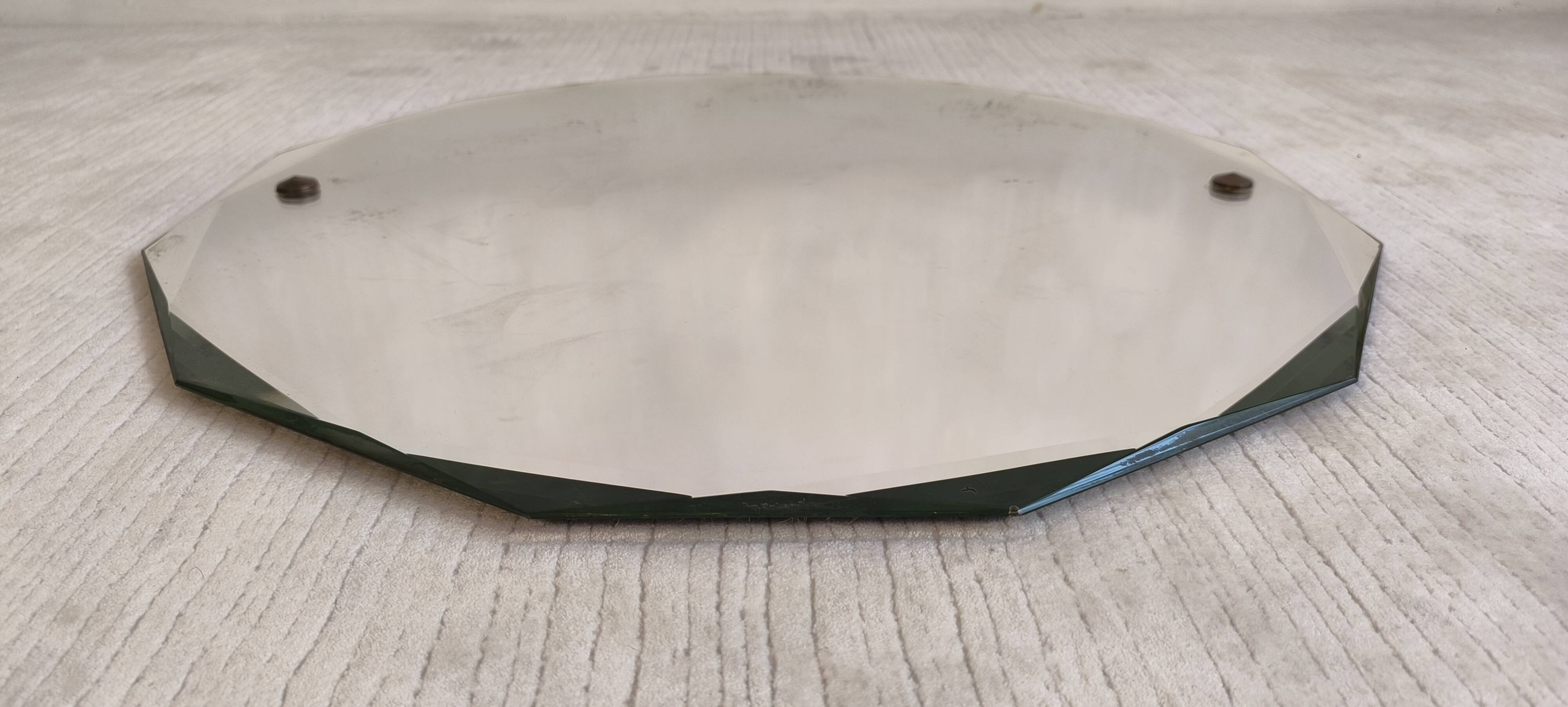 Élégant miroir ancien biseauté à 12 pans – style Art Déco vintage