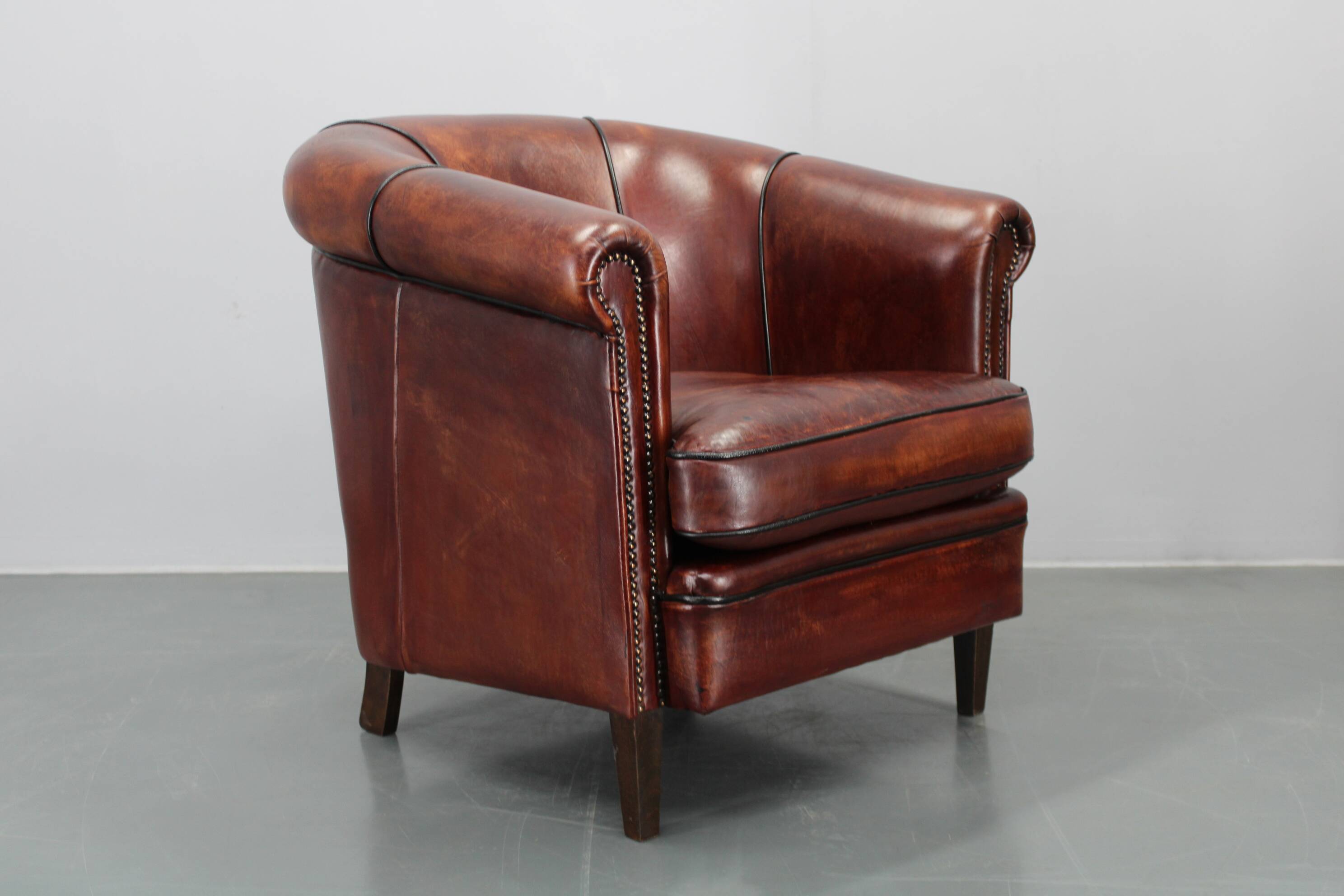 Fauteuil en cuir vintage, Tchécoslovaquie