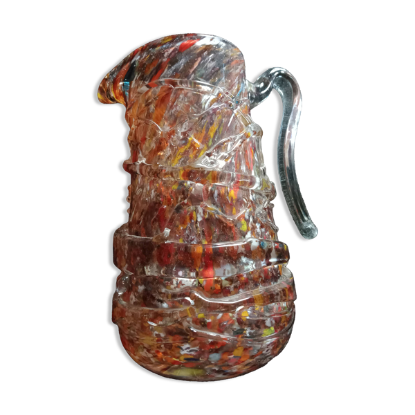 Pichet en verre moucheté multicolore