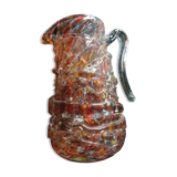 Multi-colored speckled glass pitcher
