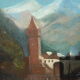 Huile sur toile scène lacustre signée - 47 x 34