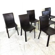 Vintage brown leather dining chairs, 1980s