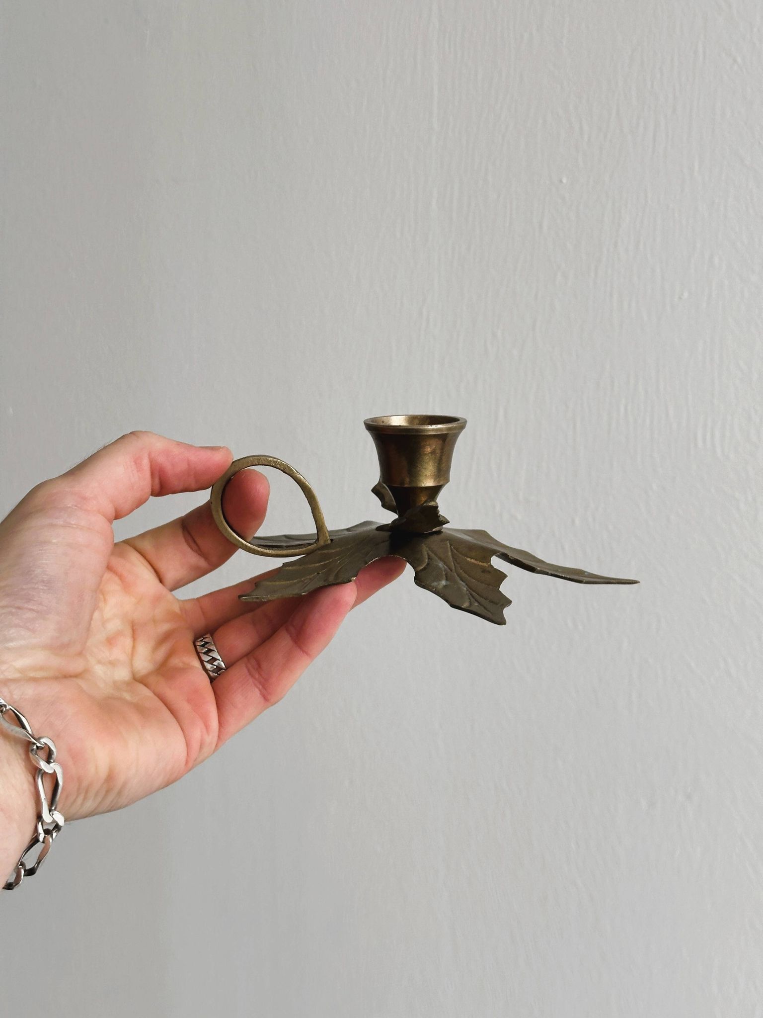 Leaf Shaped Brass Candle Holder