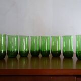 8 verres eau en verre soufflé vintage verts