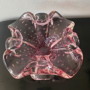 Vintage pink empty pocket ashtray in Murano by Barovier and Toso