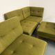 Ancien canapé d’angle modulable design scandinave en tissu vert 1960