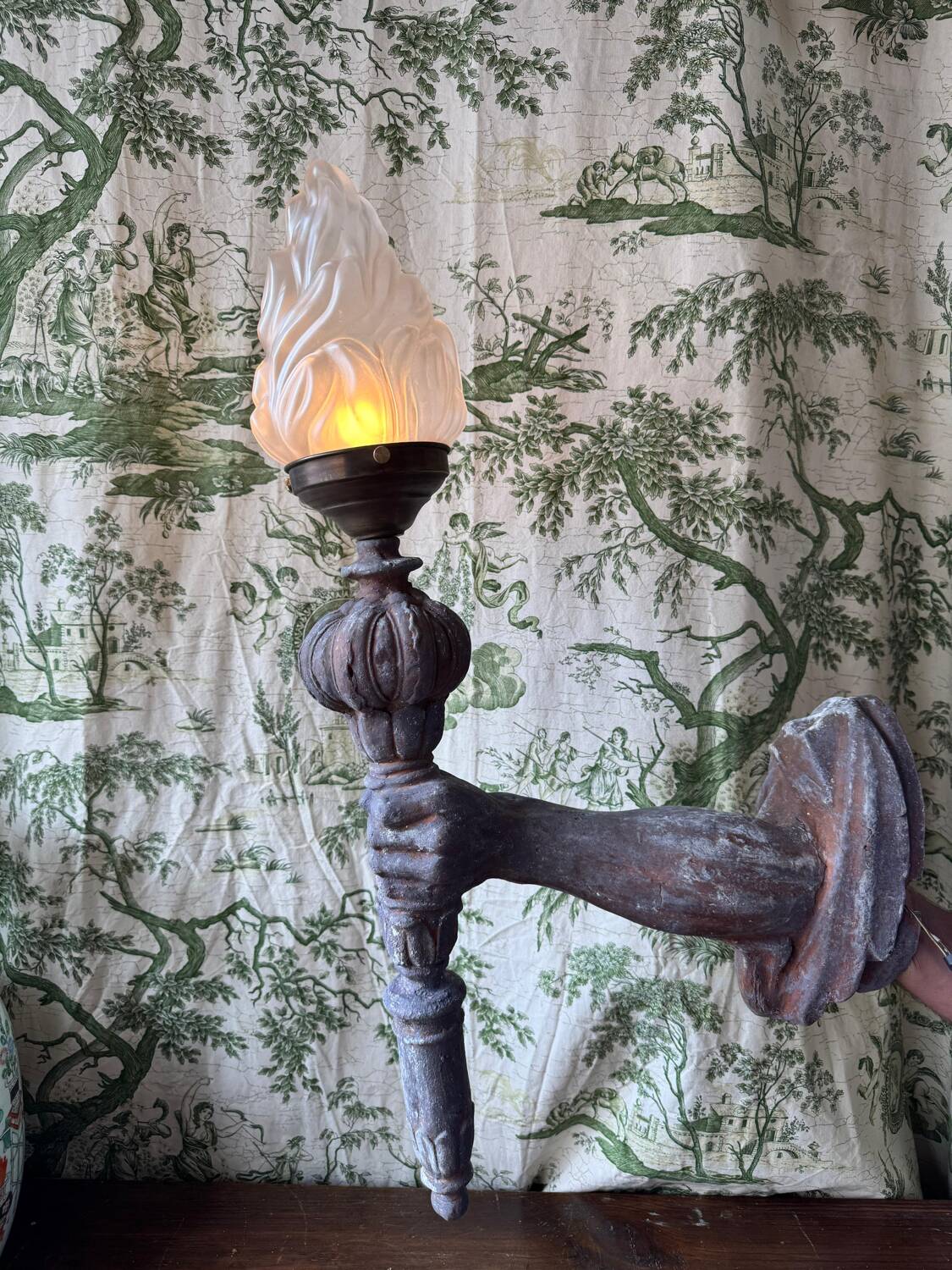 Rare and imposing wall light, torchiere mid-20th century