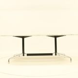 Eames Segmented Oval Dining Table in White Marble & Stainless Steel