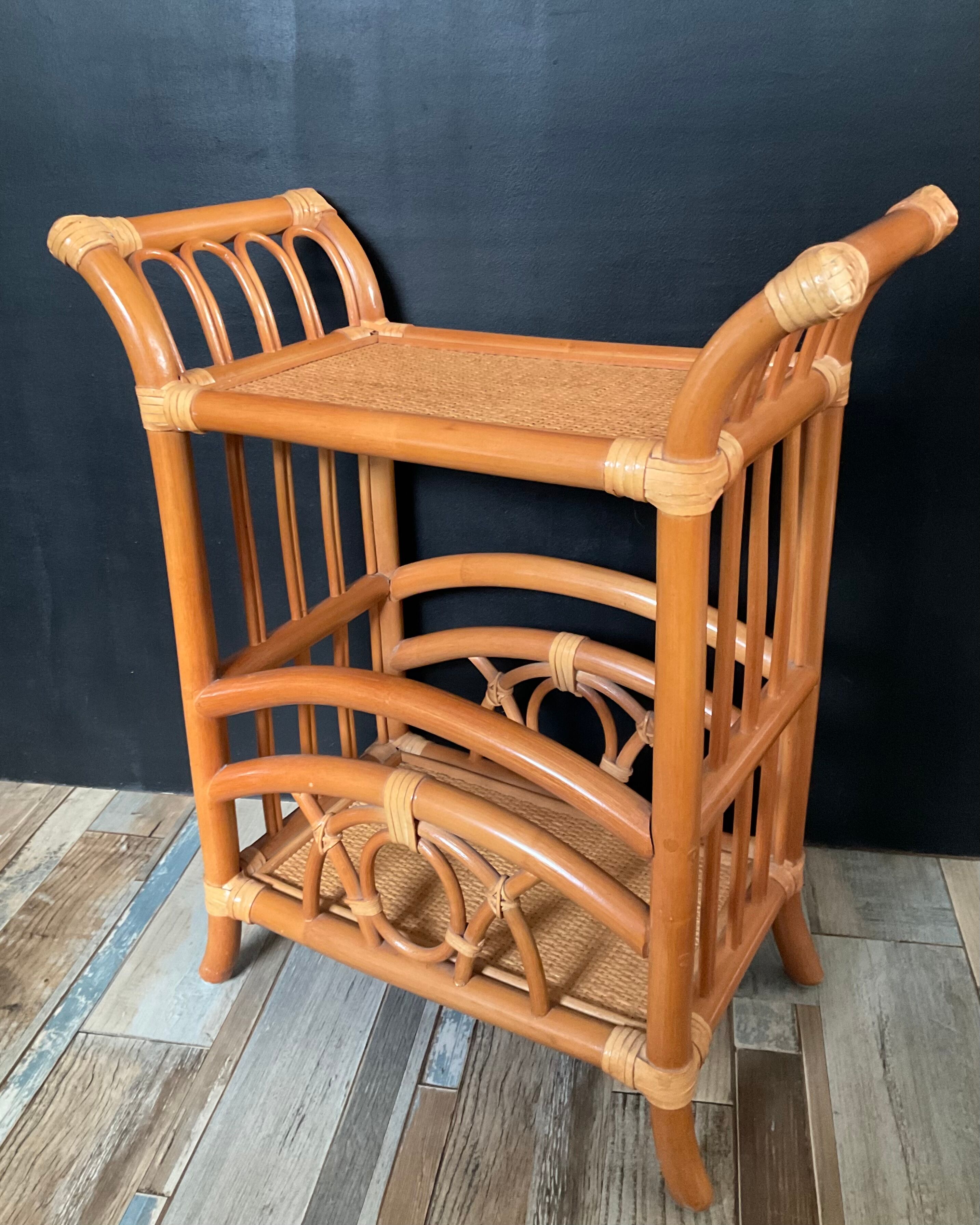 Vintage rattan side table from the 70s
