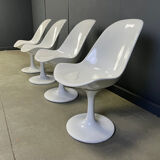 Vintage fiberglass space age tulip dining chairs, set of 4 - 1960s