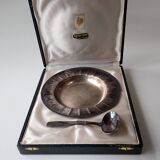 Christofle galla - silver-plated plate and spoon - birth box