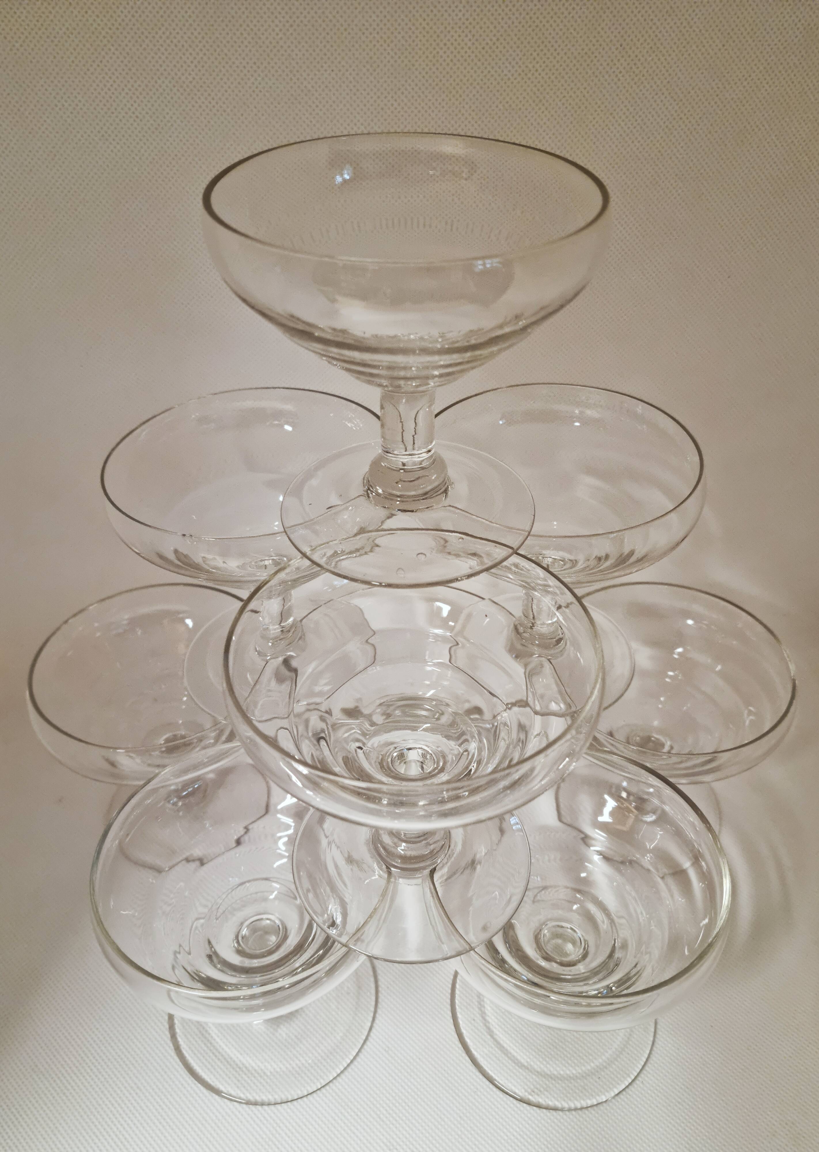 Lot 9 art deco champagne glasses