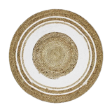 Jute carpet and round cotton white beige 70 cm