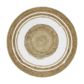 Jute carpet and round cotton white beige 70 cm