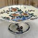 Compotier fruit cutters on pedestal Gien rooster and peonies 1938 1960