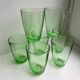 set of 7 water glasses Made in France green glass 70s