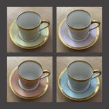 Set of four coffee cups and five porcelain cups of limoges around 1900