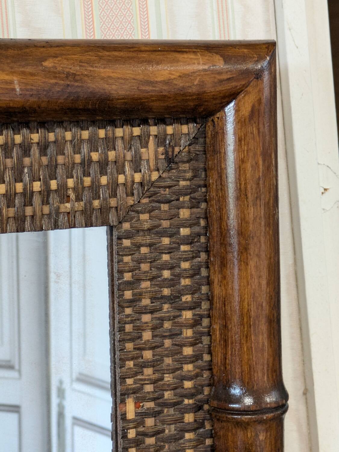 Bamboo rattan mirror