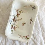 Rectangular sauce boat in Haviland Limoges porcelain with bird decoration