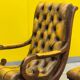 Original English Chesterfield Wingback Chair & Matching Footstool