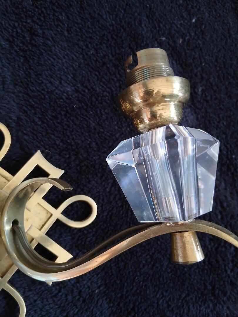 bronze and glass wall light Jules Leleu Art Deco