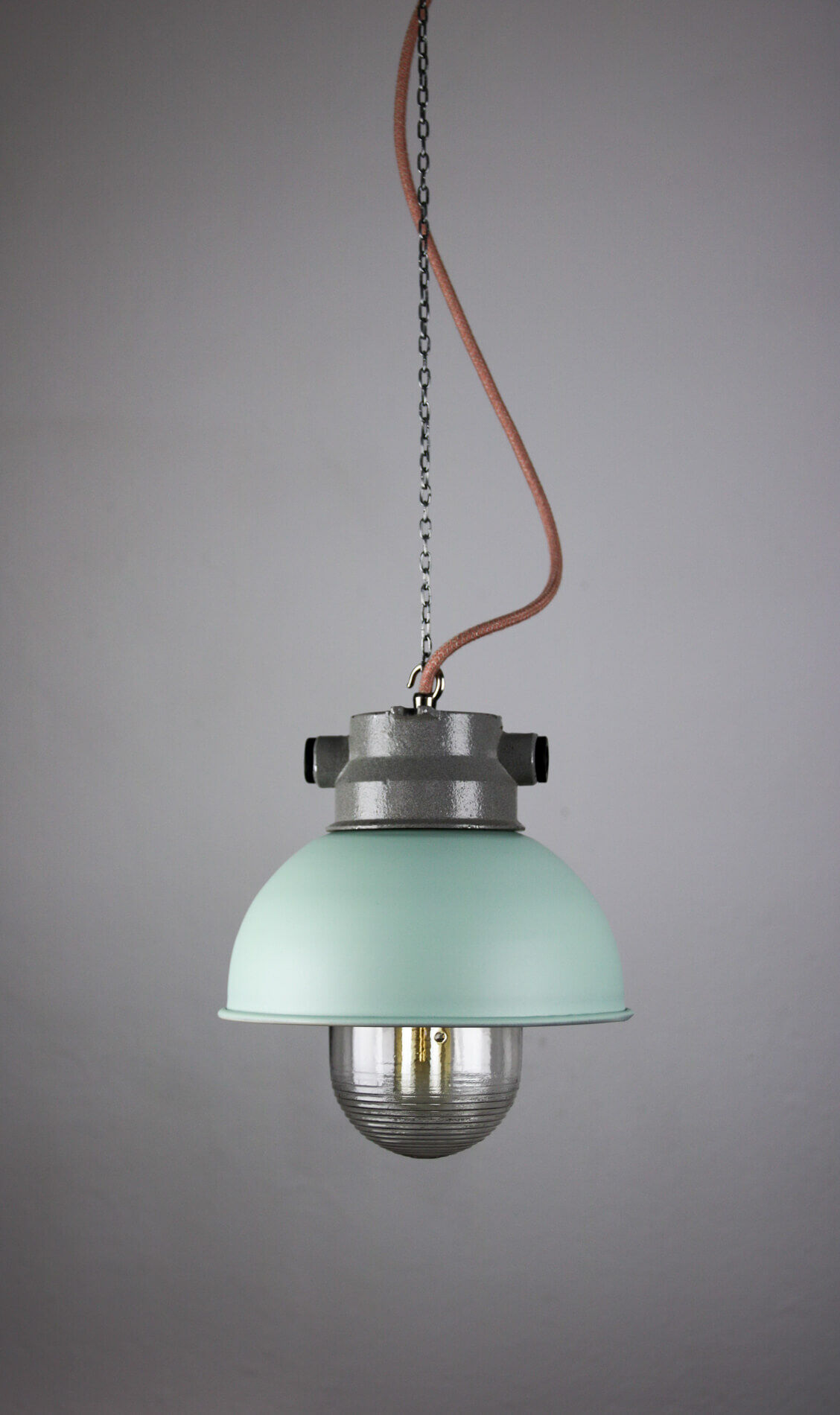 Vintage mint industrial hanging light from TEP
