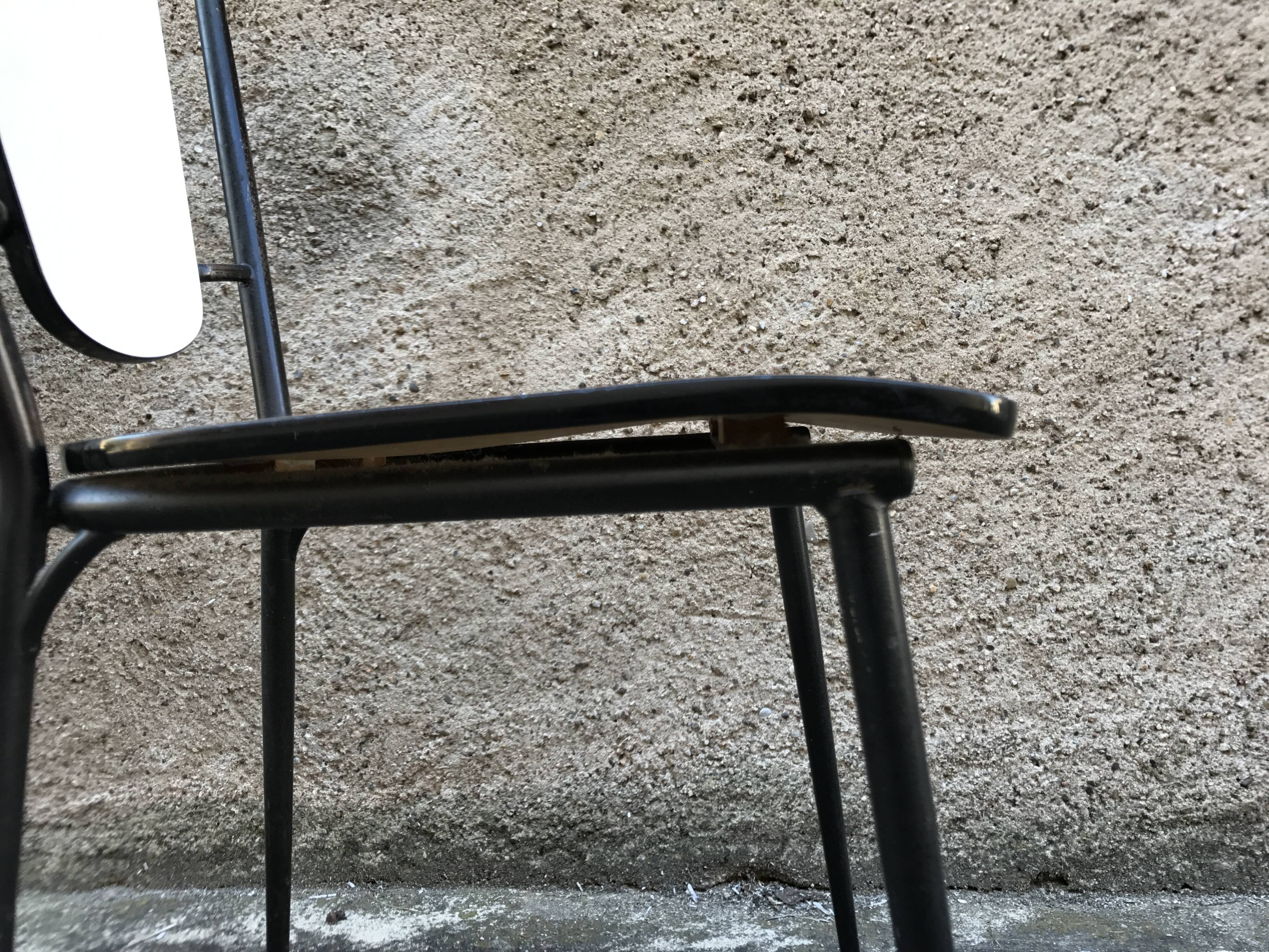 Series of 4 metal and formica chairs 1950/1960