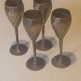 Flûtes à champagne en laiton argenté, set de 4 pièces