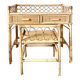 Vintage rattan desk with stool