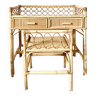 Vintage rattan desk with stool