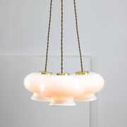 Mid-Century Italian Opaline Glass & Brass Pendant Lamp, set of 3