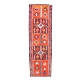 Tapis Kilim turc rose et marron, 100 x 328 cm