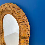 Vintage oval wicker mirror 31x41cm