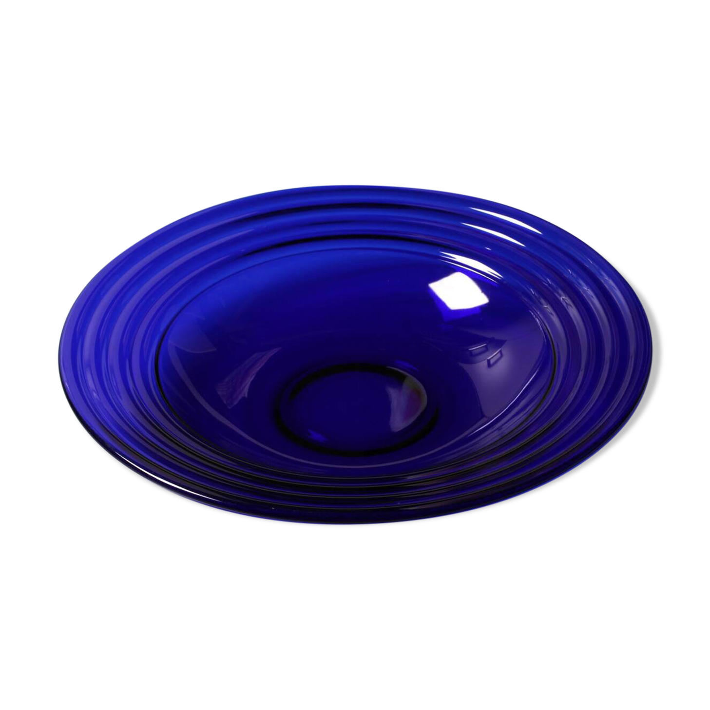 Glass Centerpiece Platter Forum Sapphire / Bormioli Rocco / Italy / 1980s