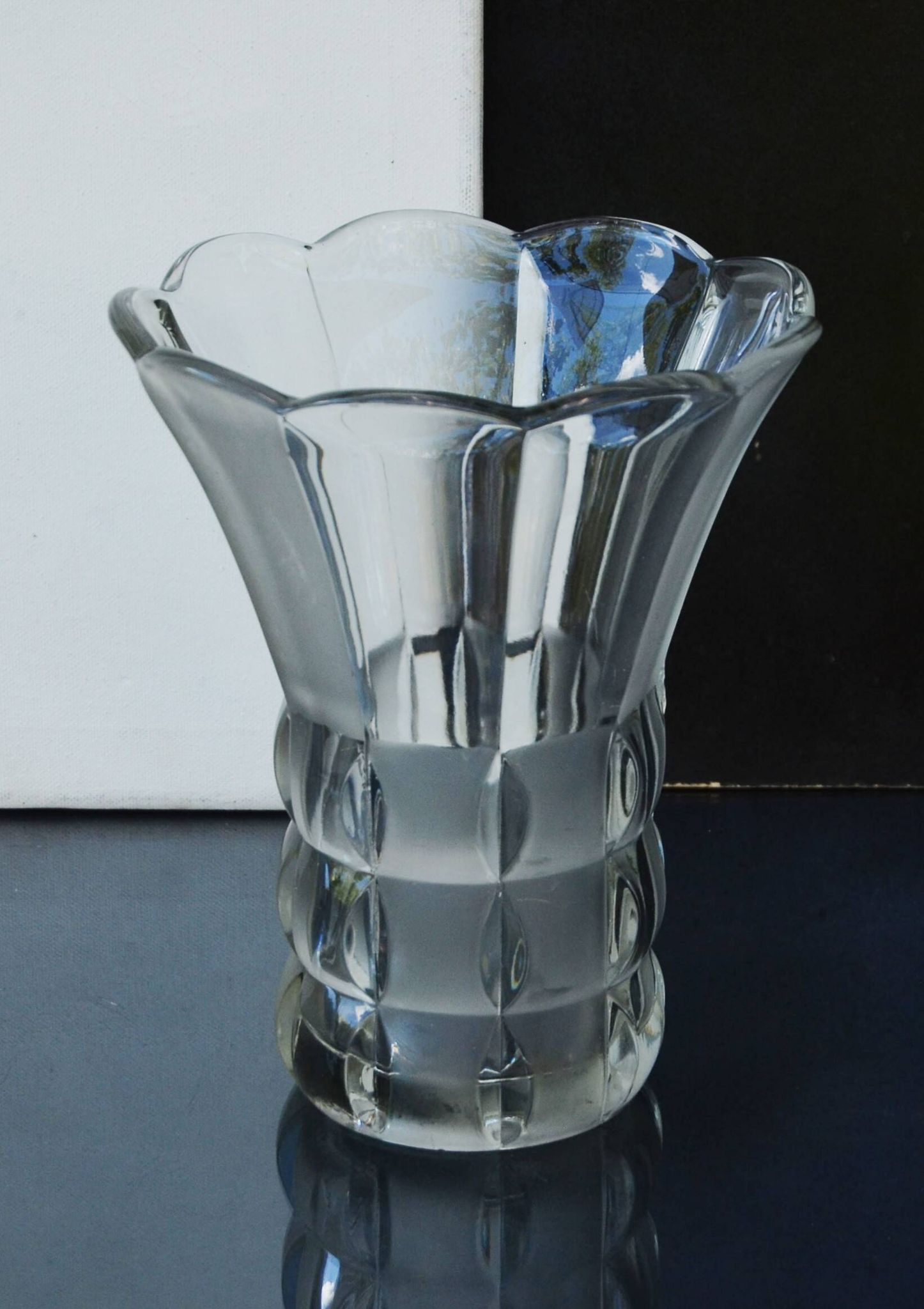 Art Deco Made in Czehoslovakia  Satin and Clear Glass - 22 cm tall
