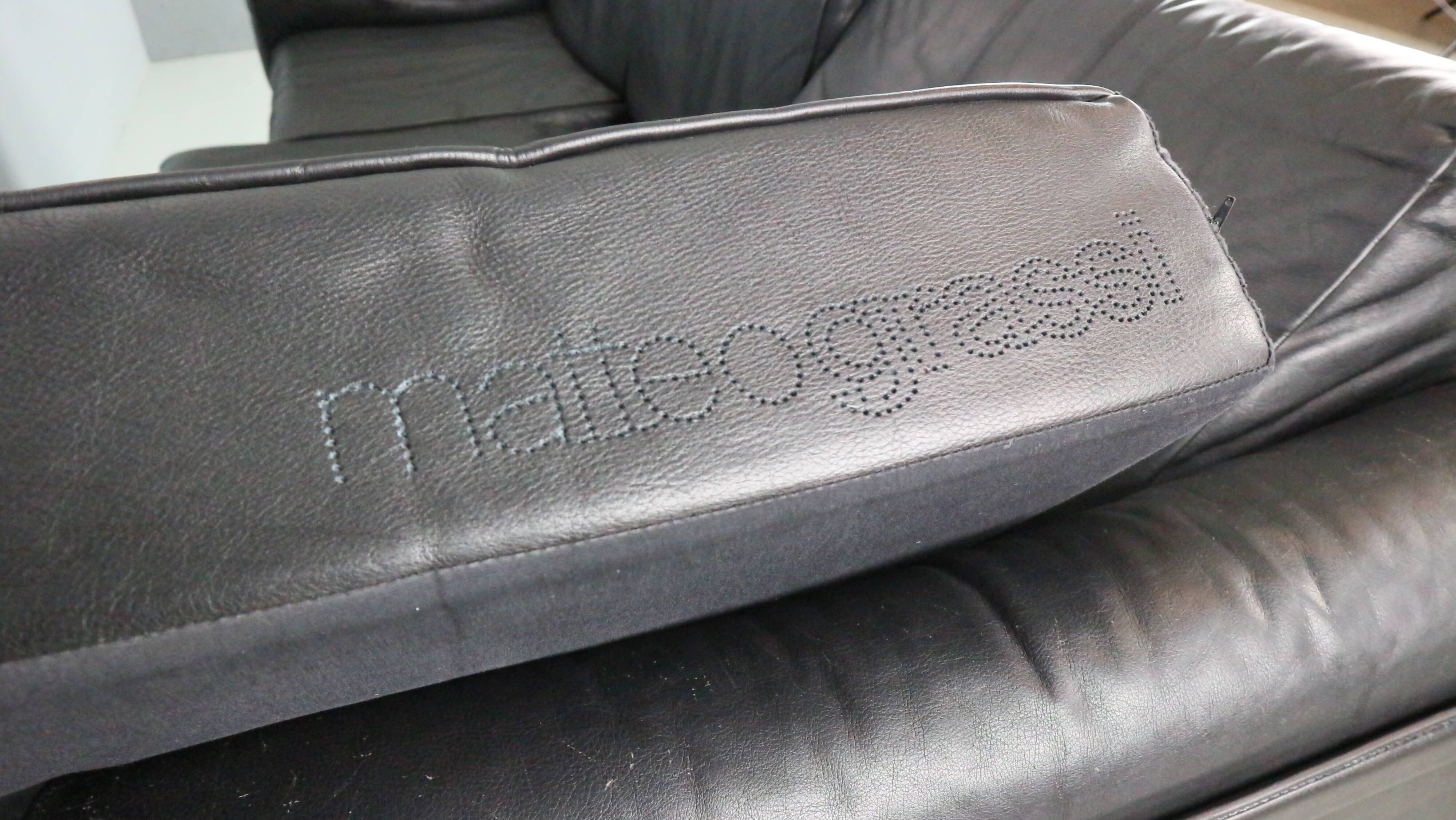 Tito Agnoli 3-Seater Korium Sofa for Matteo Grassi – Black Leather