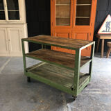 Industrial trolley with shelves, wood and metal