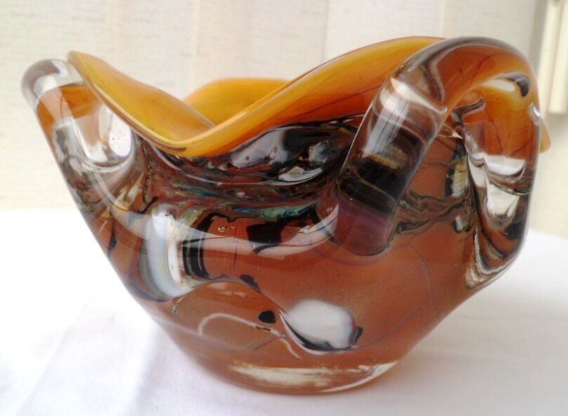 Ashtray empty-pocket cup in blown glass La Bourboule