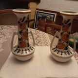2 luneville faience vases art deco model